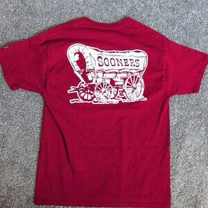 Champion NCAA Oklahoma Sooners Red Size Large Short Sleeve Shirt Double-Sided